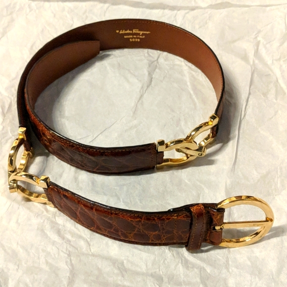 Salvatore Ferragamo brown crocodile belt